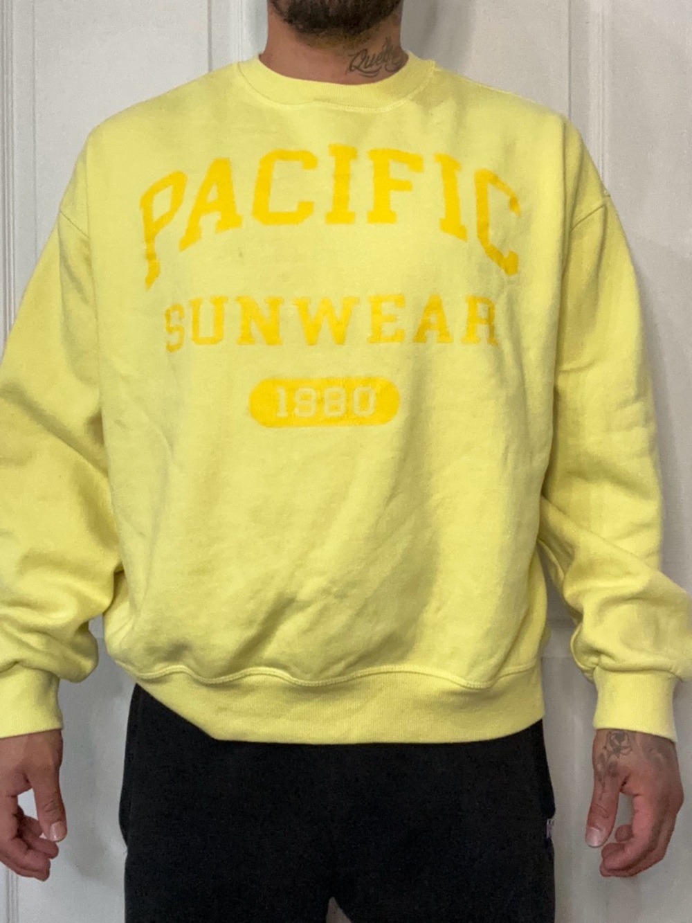 PacSun Yellow Crewneck Sweatshirt with PACIFIC Logo